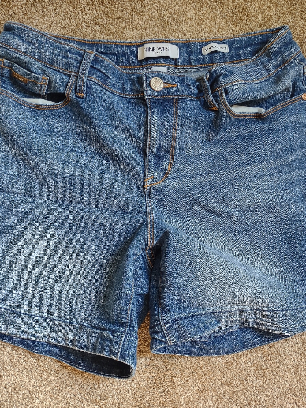Nine West Medium Blue Denim Shorts with Classic Cut